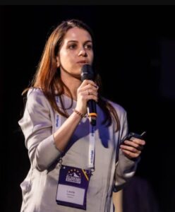 Deplotics' co-founder Laura Salamina delivered their investment pitch at the EU Startups Summit in Malta, 2025.
